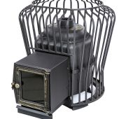 Банная печь дровяная Тигра в клетке «АМФОРА» от18/30м3 (ДТ-4С со стеклом) ЧУГУН