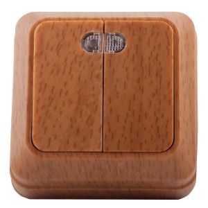 Выключатель 2кл с подсветкой «Universal» серия «Олимп» о/у 10А бук