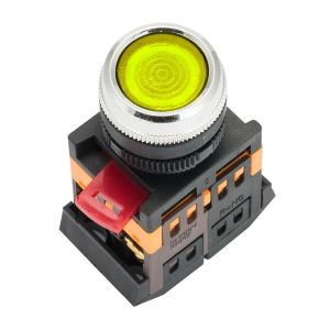 Кнопка ABLF-22 желтая с подсветкой NO+NC ЭКФ