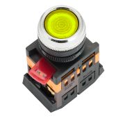 Кнопка ABLF-22 желтая с подсветкой NO+NC ЭКФ