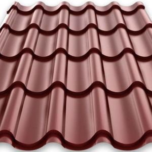 Металлочерепиц Монтерей Красное вино 3,6*1,18 м СЛК 3D кромка