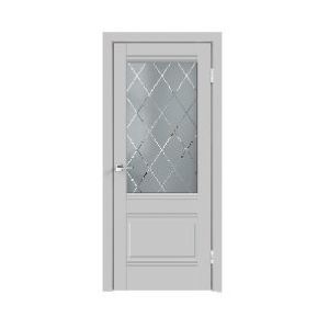 Дверное полотно 80см « Эмалит Белый-Английская Решетка »  ПВХ  С01