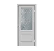 Дверное полотно 80см « Эмалит Белый-Английская Решетка »  ПВХ  С01