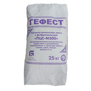 ГЕФЕСТ Смесь песчано-цементная ПЦС М-300 с фиброй  25кг 1/48шт